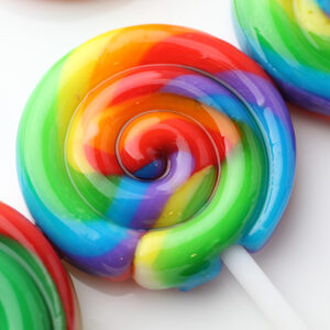 Small rainbow colored twisted lollipop