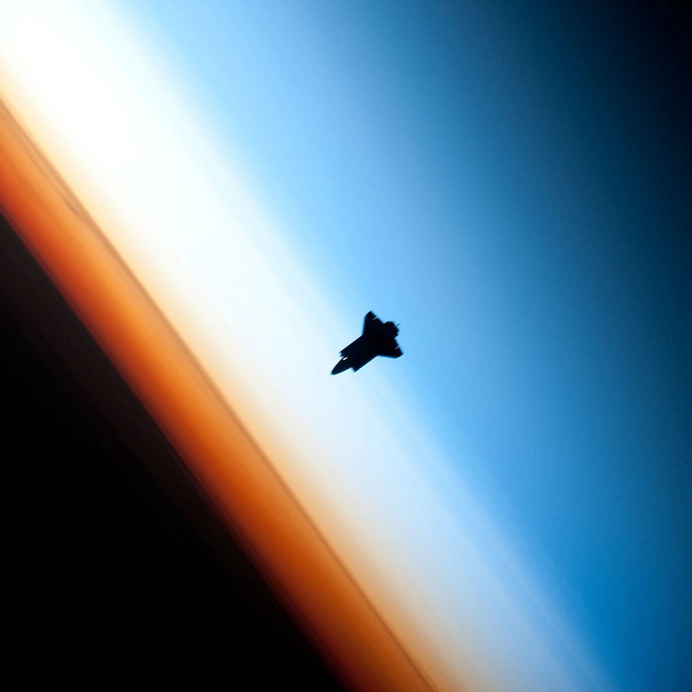 Space shuttle in orbit