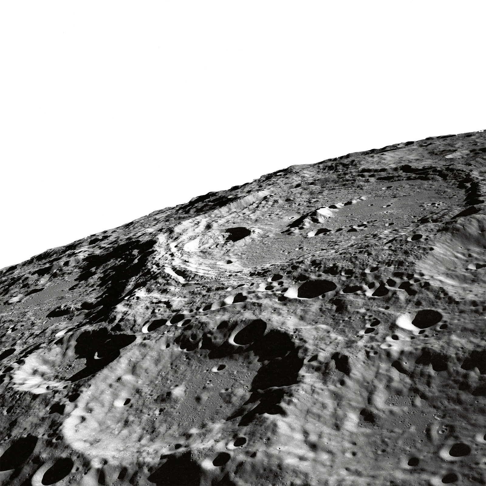 Craters on the surface of the moon.